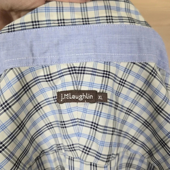 J.McLaughlin Men's‎ XL Long Sleeve Button Up Shirt Checkered Plaid 100% Cotton - Picture 9 of 9